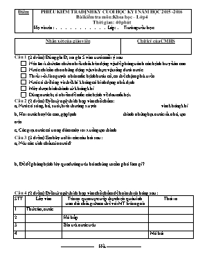 Đề kiểm tra định kỳ cuối học kỳ 1 môn Khoa học Lớp 4 (Có đáp án)